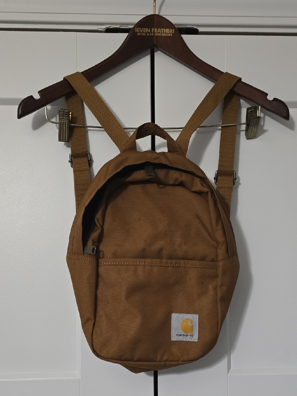 Carhartt Tan Canvas Mini Backpack with Logo Patch
